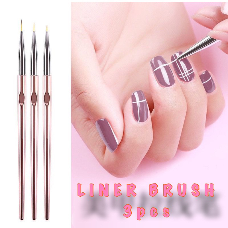 ￼Kuas Kuku Nail Art 3 Pcs / Nail Art Liner Brush / Brush Liner 3 Pcs