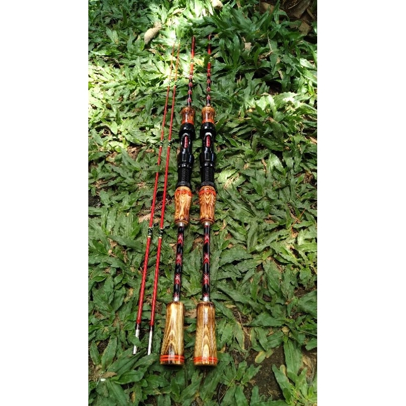 joran udang/ikan model japstyle dengan gagang kayu jati belanda salai