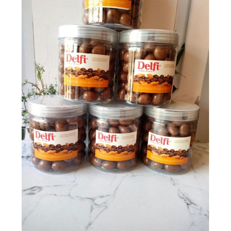 

Cokelat delfi almond /mede kemasan toples,