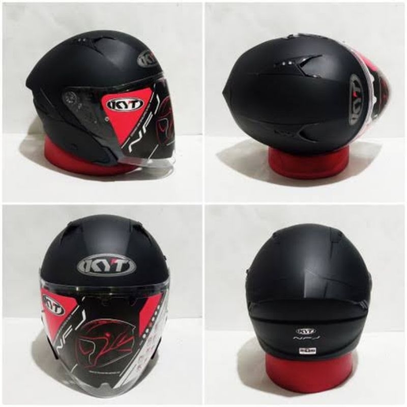 helm kyt nfj black doff plain black matt hitam doff