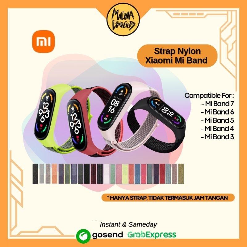 Strap Nylon Xiaomi Mi Band 7/6/5/4/3 Smartband - Tali Jam Nylon Xiaomi Mi Band 7 6 5 4 3