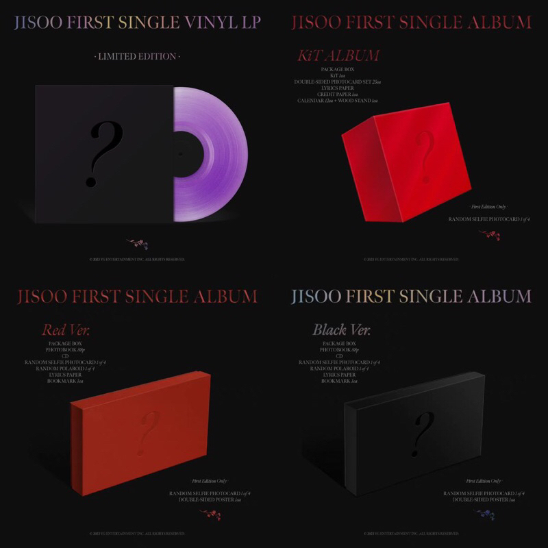 [READY] JISOO First Single Album RED BLACK Vinyl KiT