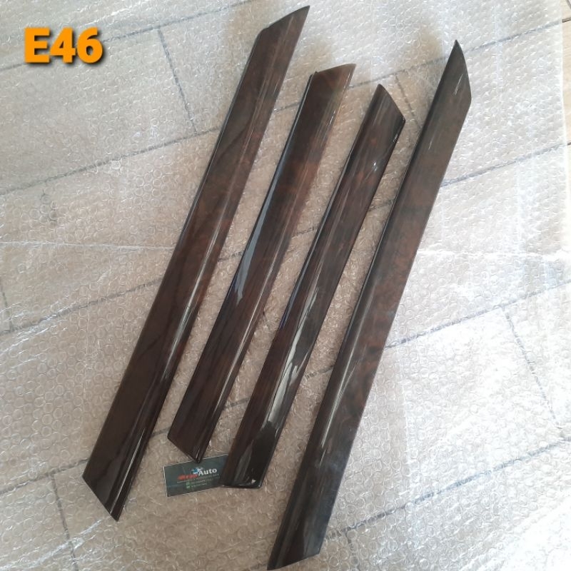 4pcs trim wood panel pintu depan belakang BMW E46 thn 99-04