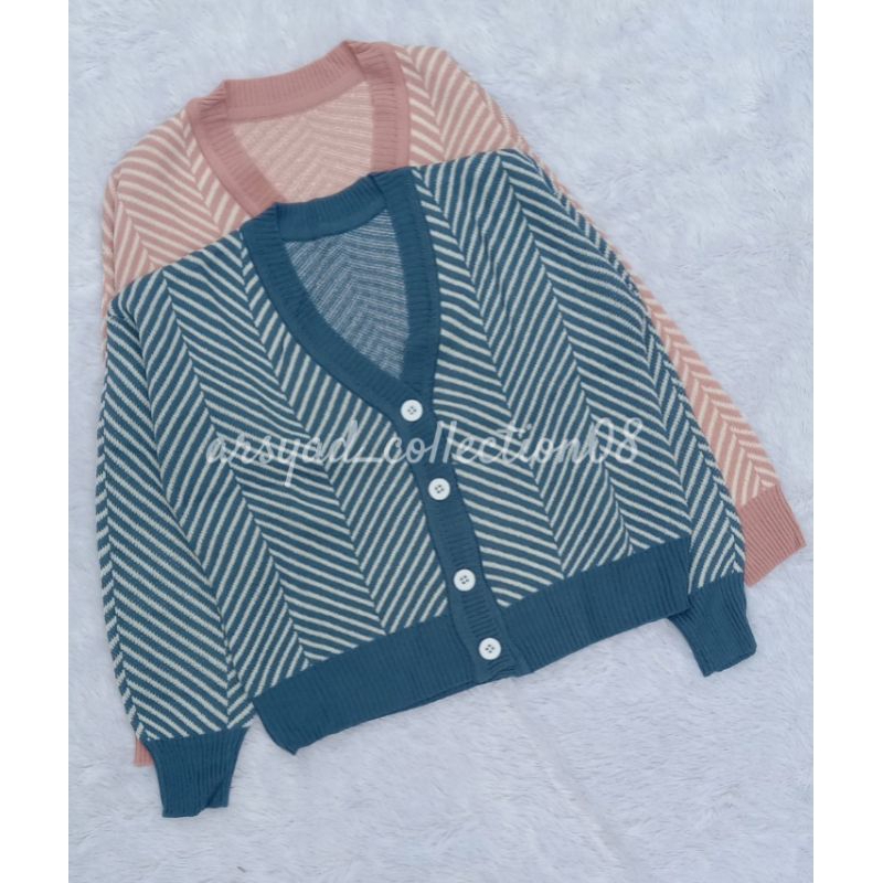 CARDIGAN RAJUT CROP BELLA FULL KANCING v-neck
