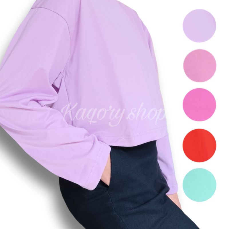 Atasan wanita / Baju wanita / Kaos polos crop top lengan panjang bahan cotton combed 24s