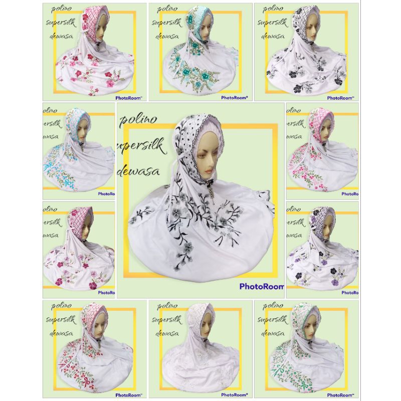 Mukena terusan Polino bordir INNER + TALI Dewasa / mukena Ciput