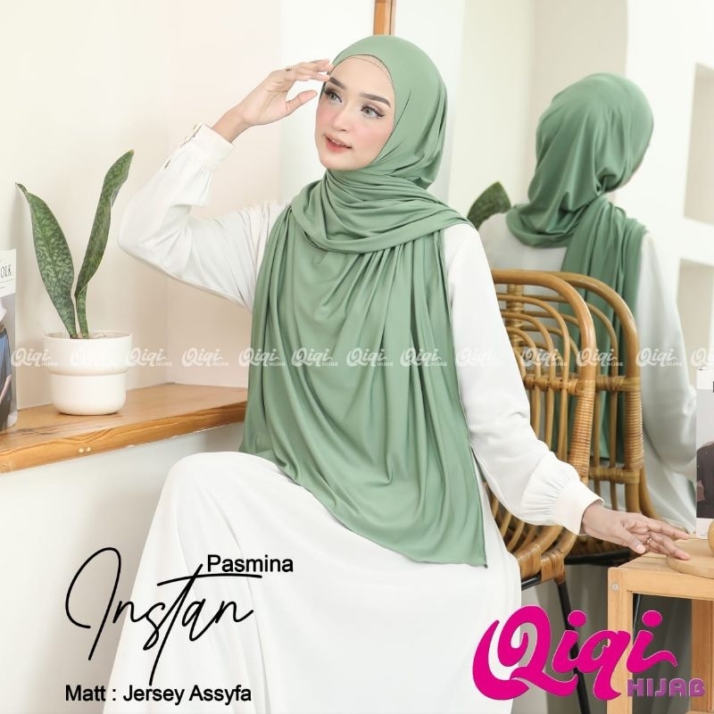 [ Qiqi Hijab ] PASHMINA INSTAN ••pashmina instan jersey assyifa ••pashmina