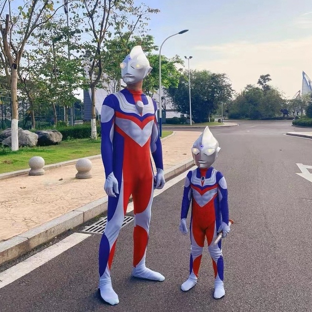 Hallowen Premium Ultramen Kostum Pria Dewasa dan Anak Superhero Cosplay Birthday Costume Party Bodysuit