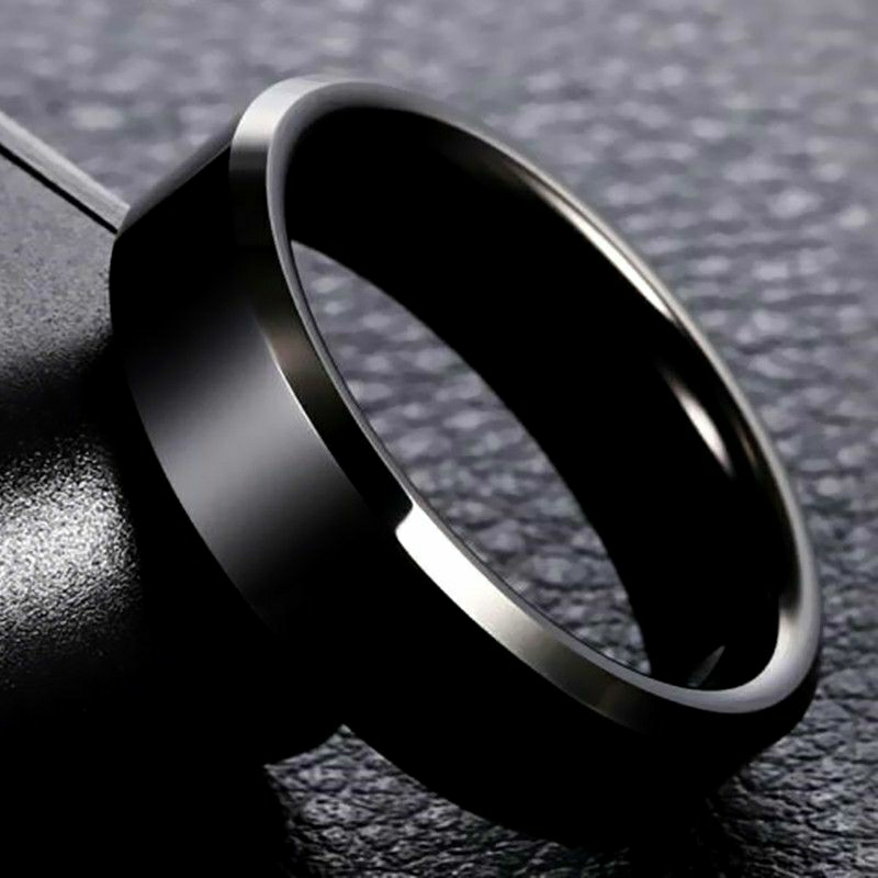 Cincin Couple Sisi Segi Hitam Titanium Stainless Steel Anti Karat Selamanya Fashion Ring Gaya Eropa Amerika Collosal Vintage Ring