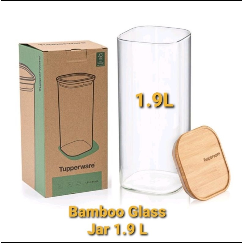 Original tupperware Bamboo Glass Jar 1.9L