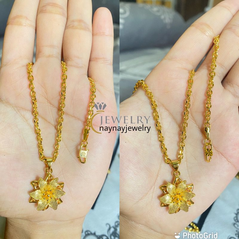 Kalung Mawar Medan 2 Suku Warna 24K / Lapis emas 24k 60cm