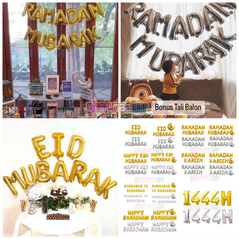 paket dekorasi Ramadhan kode 2 Balon SET Foil huruf tulisan Marhaban Ya ramadhan kareem Happy Ramada