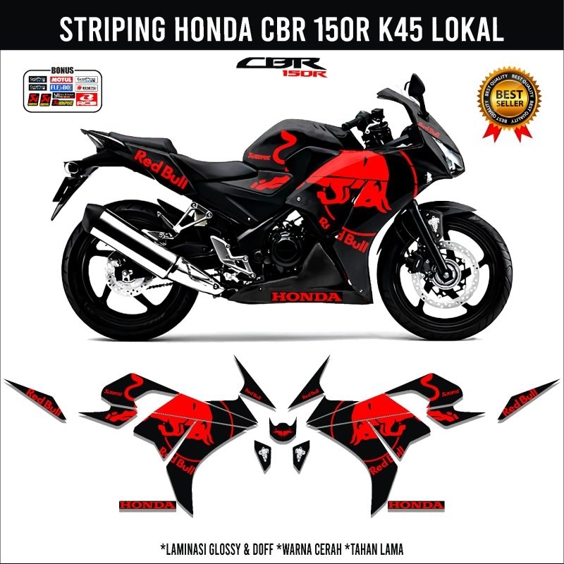 STRIPING CBR 150R K45 LOCAL / STICKER SEMIFULL HONDA CBR K45A / DECAL STIKER AKSESORIS MOTOR CBR 150