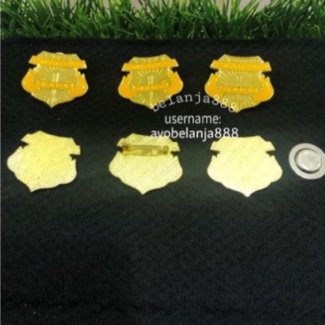 Pin Gada Madya Security Satpam Polos Peniti Magnet Cor Tebal PREMIUM 100% ORIGINAL