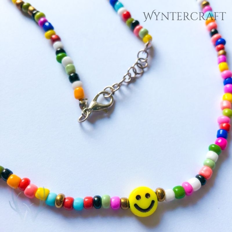 WB235 Wyntercraft Kalung Manik/Mote Smile Beads Rainbow Korean Style