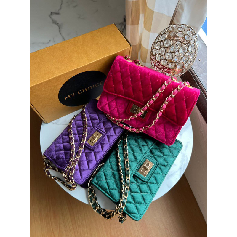 TAS MY CHOICE BAG SUEDE  RANTAI EMAS