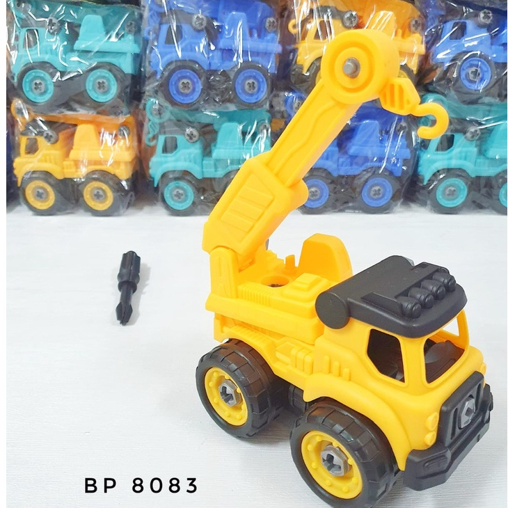 Mainan Anak DIY Assemble Truck Truk Rakit Konstruksi Crane BP8083