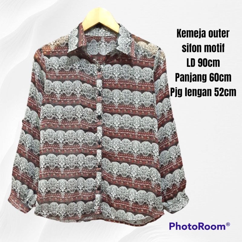 Kemeja outer wanita sifon motif