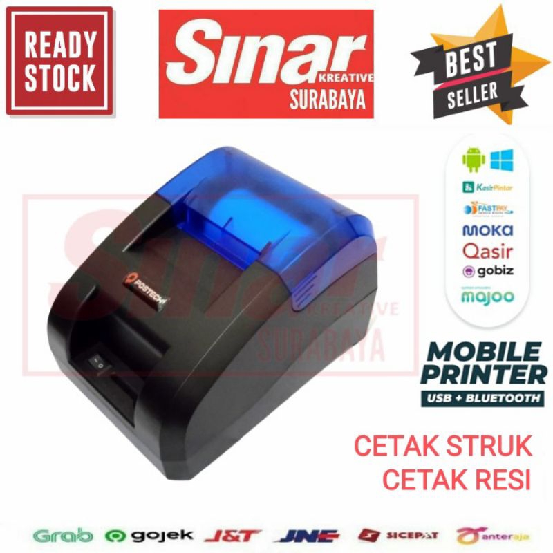 PRINTER MINI BLUETOOTH 58mm MESIN KASIR THERMAL RPP02 (CETAK STRUK DAN RESI LABEL)