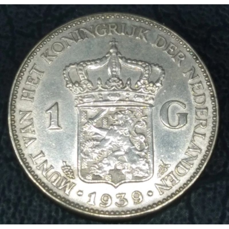 Uang Koin Kuno NEDERLANDS 1 Gulden 1939 Wilhelmina Original