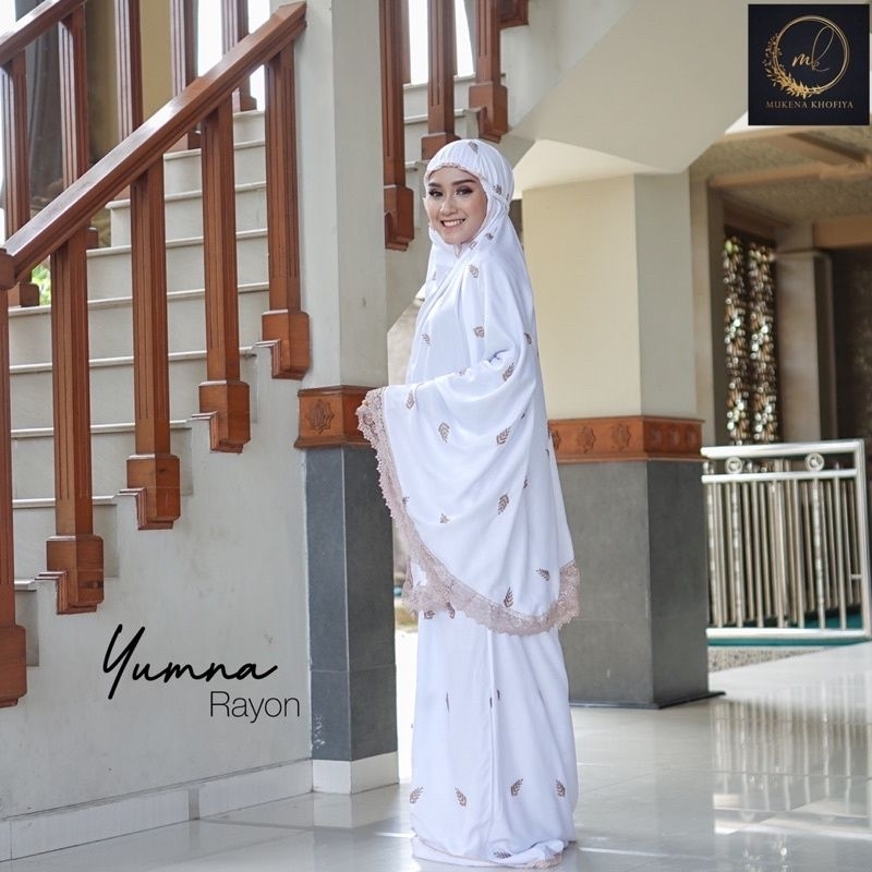 MUKENA DEWASA POTONGAN RAYON RENDA BORDIR DAUN CEMARA MUKENA PUTIH KATUN RAYON PREMIUM