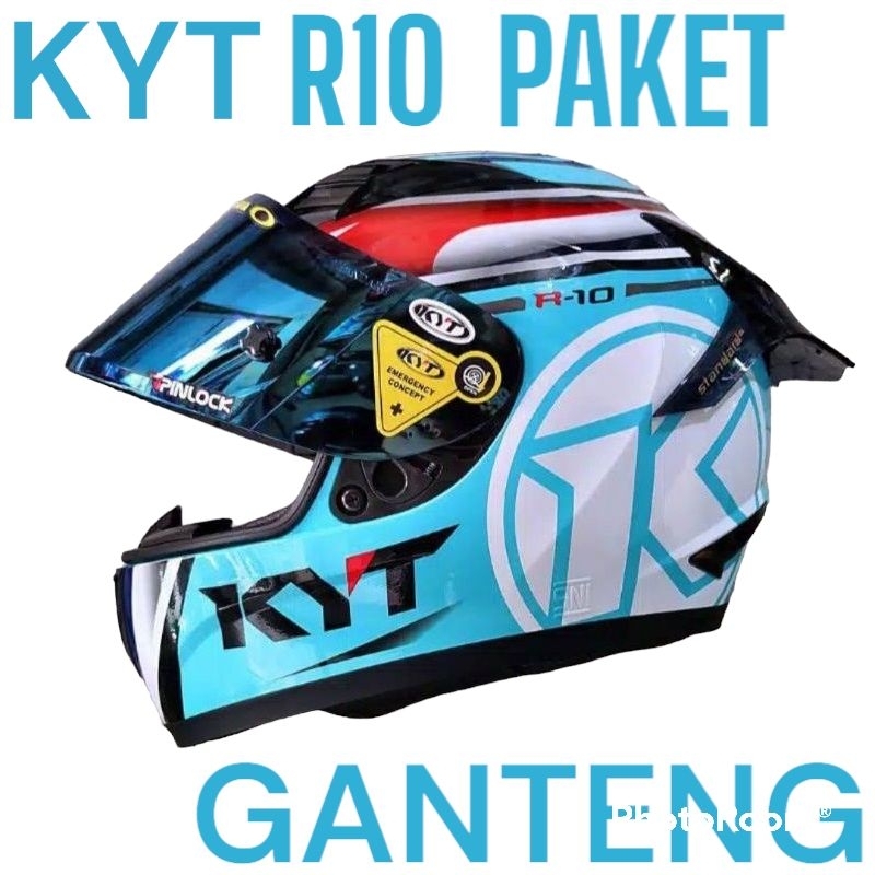 HELM KYT R10 AQUA MARIN PAKET GANTENG
