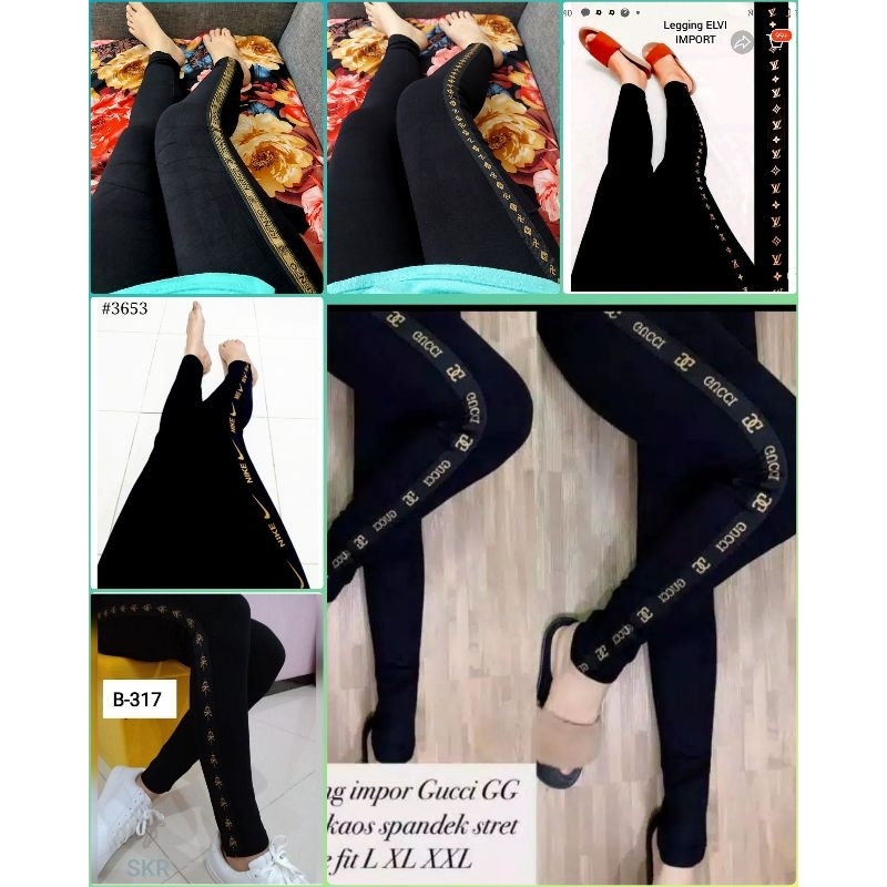 LEGGING IMPORT WANITA MURAH MOTIF LIST JAHIT