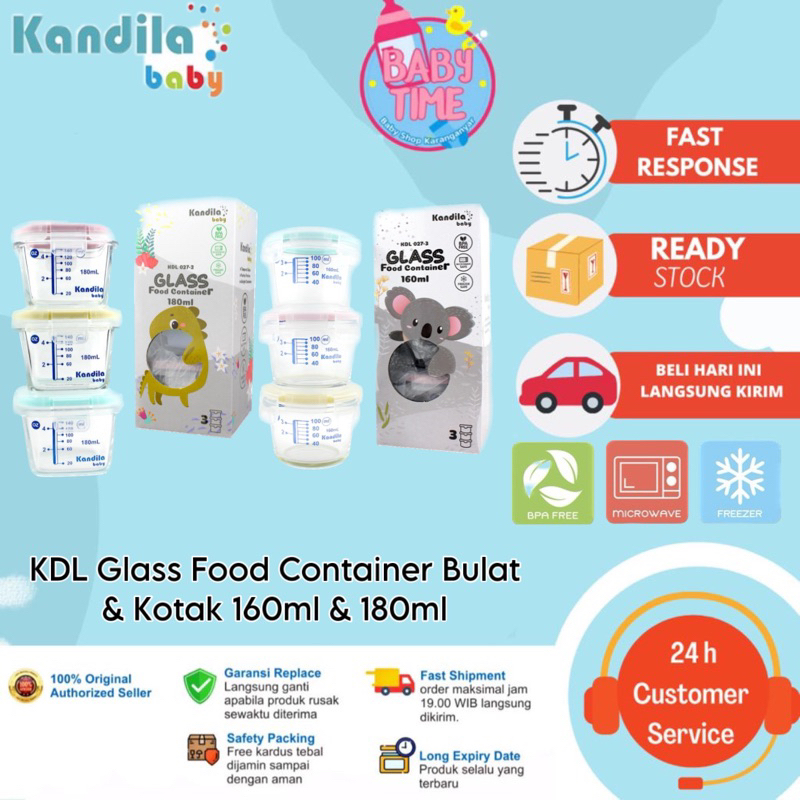 KANDILA Baby Food Container - Glass Storage MPasi + penutup BPA FREE - Mangkok Kaca Tempat Makan Bayi