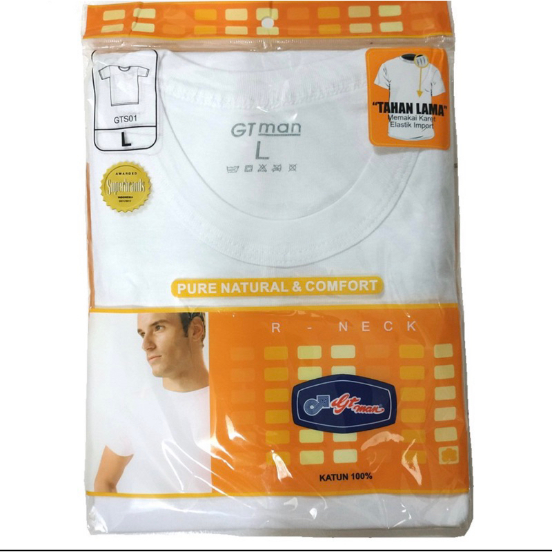 GT MAN KAOS OBLONG PRIA WARNA PUTIH