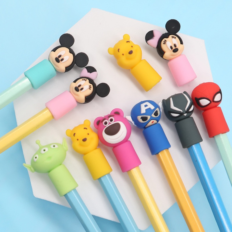 Cover Pensil Silikon Mickey Minnie / Tutup silikon pensil Spiderman