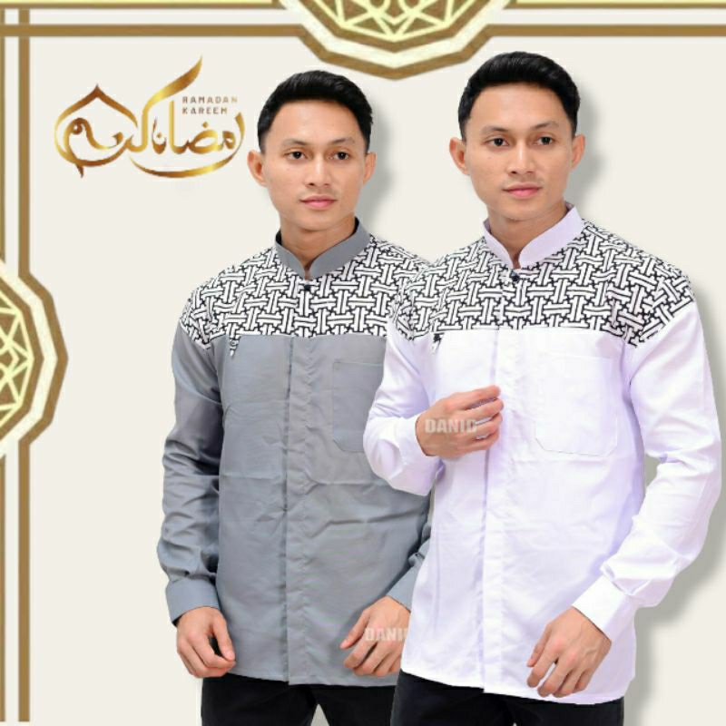 koko lengan panjang kombinasi bahan katun adem terbaru baju taqwa bapak bapak