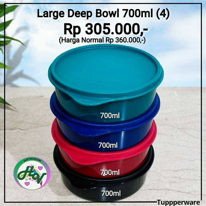 TUPPERWARE PROMO  LARGE DEEP BOWL 700 ML (4) BOWL MINI - TEMPAT PENYIMPANAN MAKANAN MANGKUK LUCU- OR