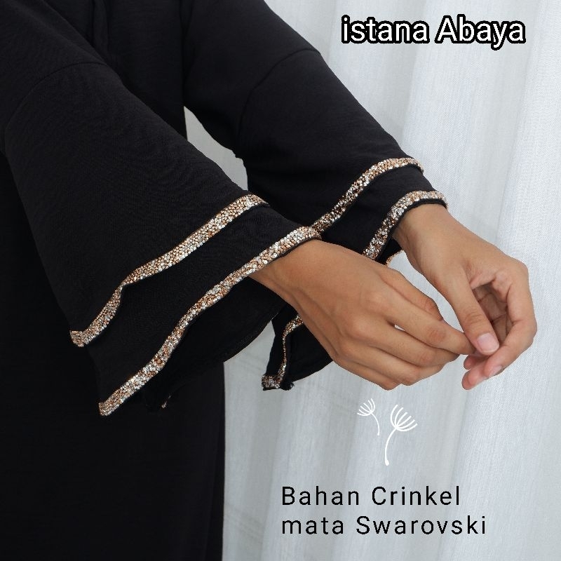 Abaya Crinkel dg mata Swarovski cantik dan elegan bgt(real pic 100%)❤️