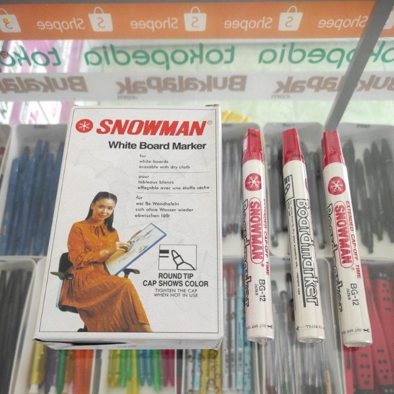 

Spidol SNOWMAN BOARDMARKER warna MERAH isi 12pcs