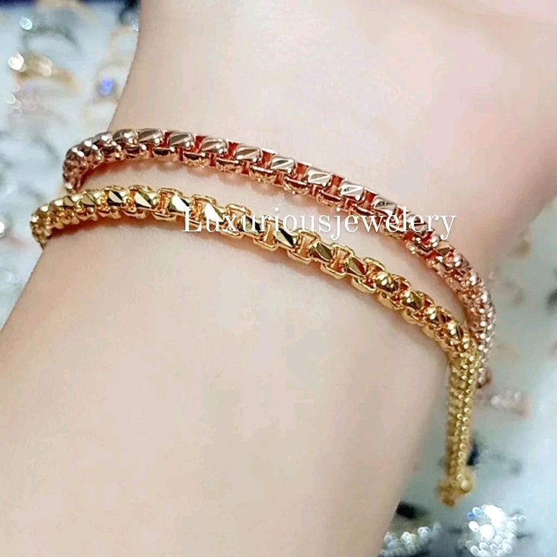 Gelang tangan Rhodium model rantai tembaga