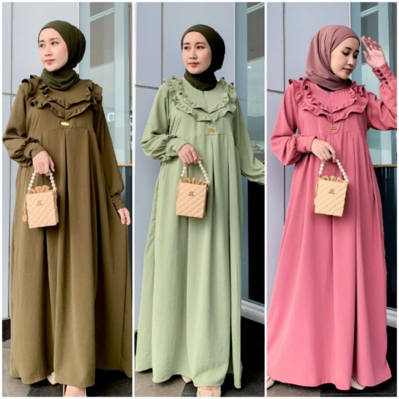 BISA COD GALERIAZKIYA ALESHA DRESS/ GAMIS AIRFLOW RUFFLE DADA/GAMIS CRINCKLE REMPEL DADA/ GAMIS CRIN
