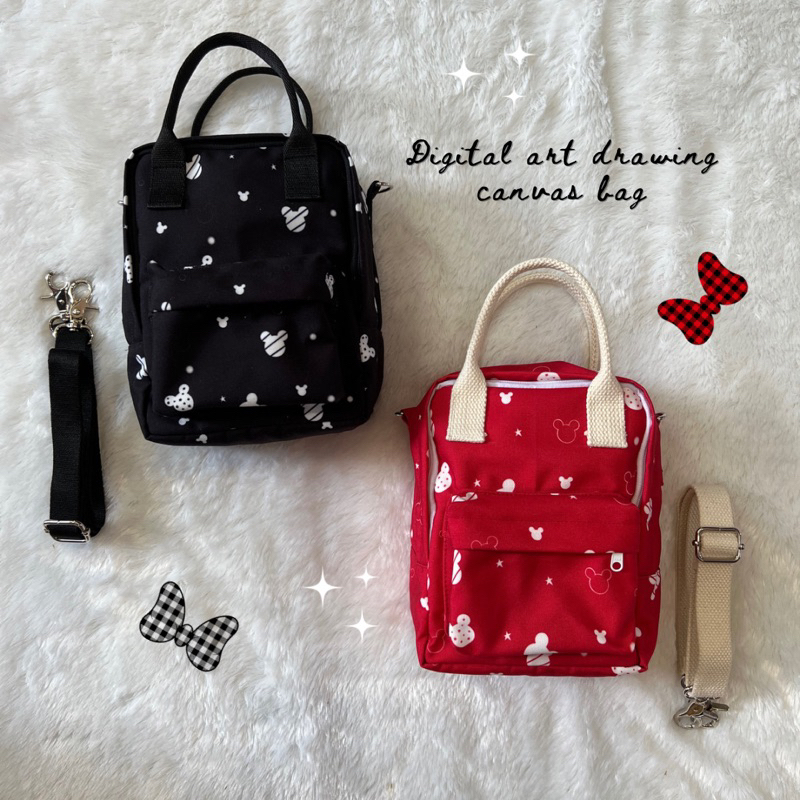 Tas selempang wanita / tas kanvas wanita / sling canvas bag / mouse pattern sling bag LYLIA DOODWEAR