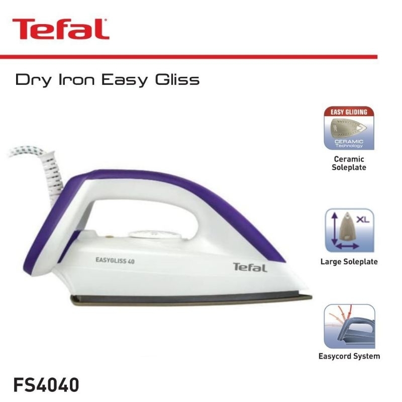 Setrika Tefal Easygliss Dry Iron Fs4040 - Anti Lengket