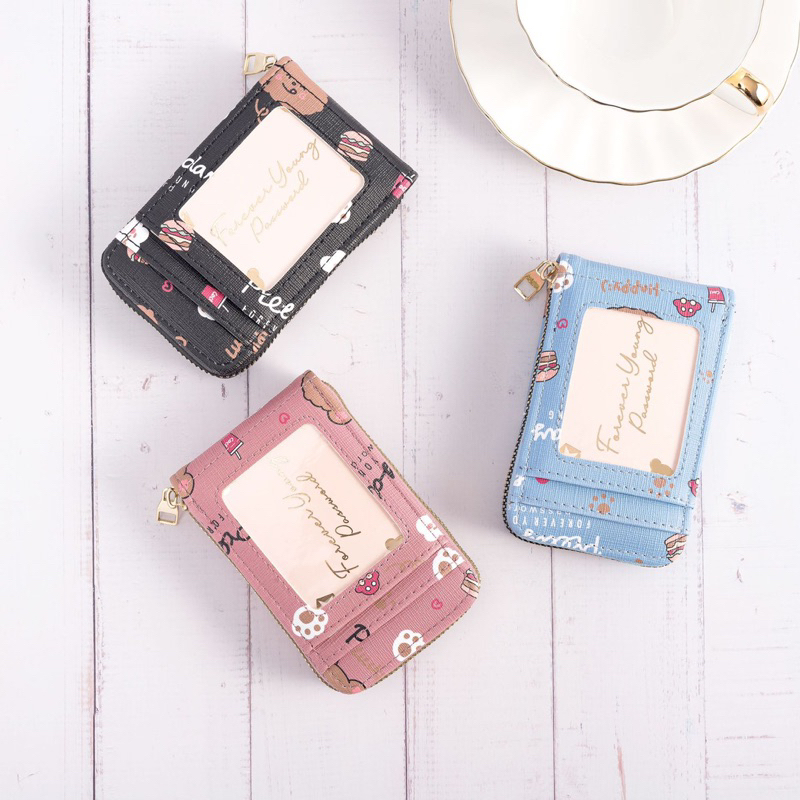 Dompet kartu wanita resleting banyak slot dompet korea lucu