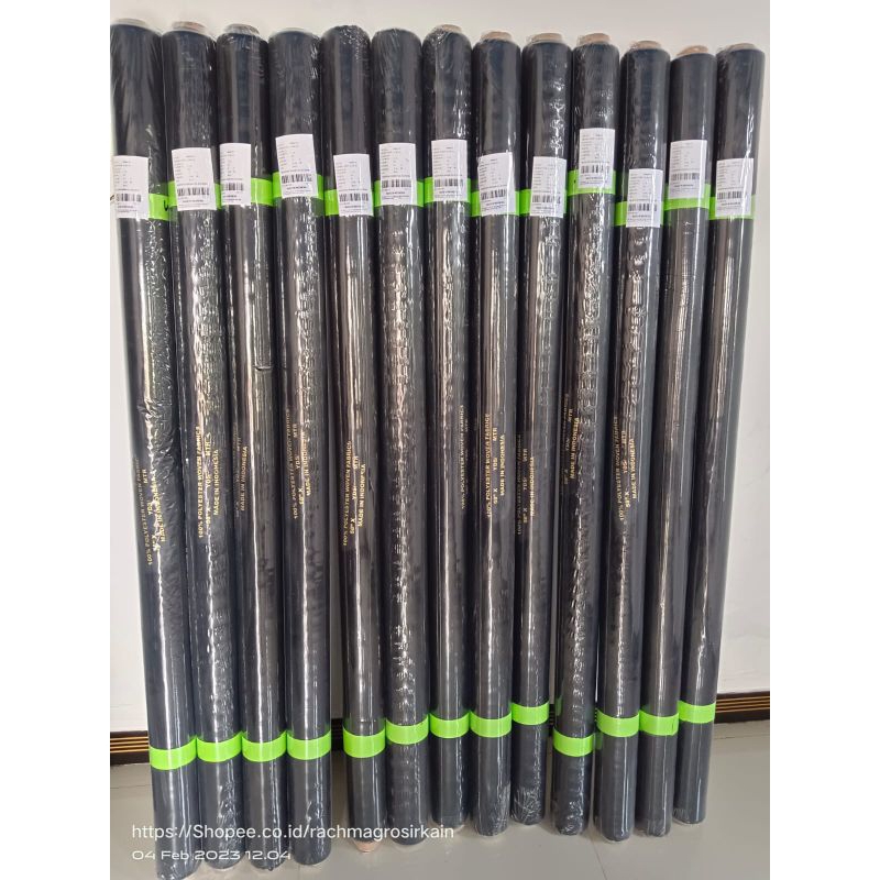 kain cadar sifon silk jetblack pita hijau meteran