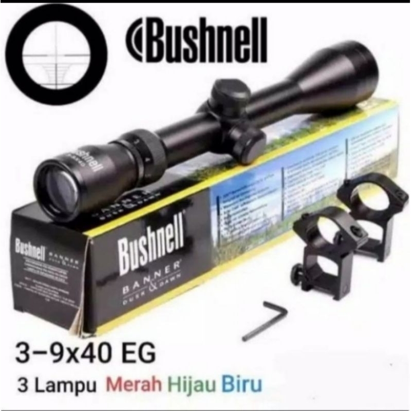 Telescope Teropong Senapan Angin Murah Bushnell 4x20 / 3-9X40 EG / SPIKE 3-12X40 AOL