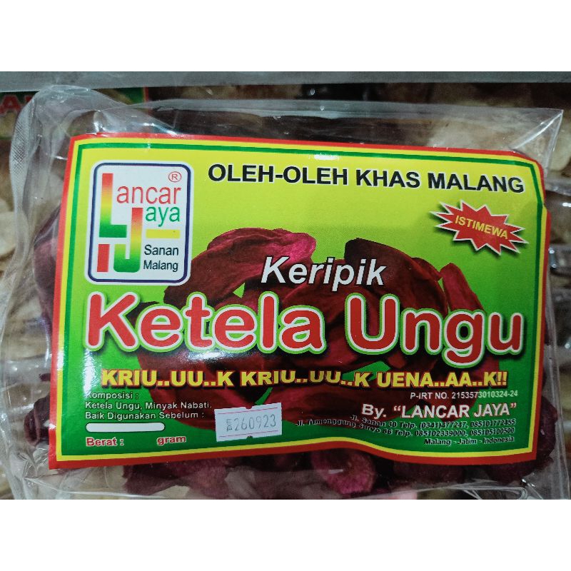 

Keripik Ketela Ungu Lancar Jaya/Kripik ketela ungu/oleh-oleh khas malang/lancar jaya malang