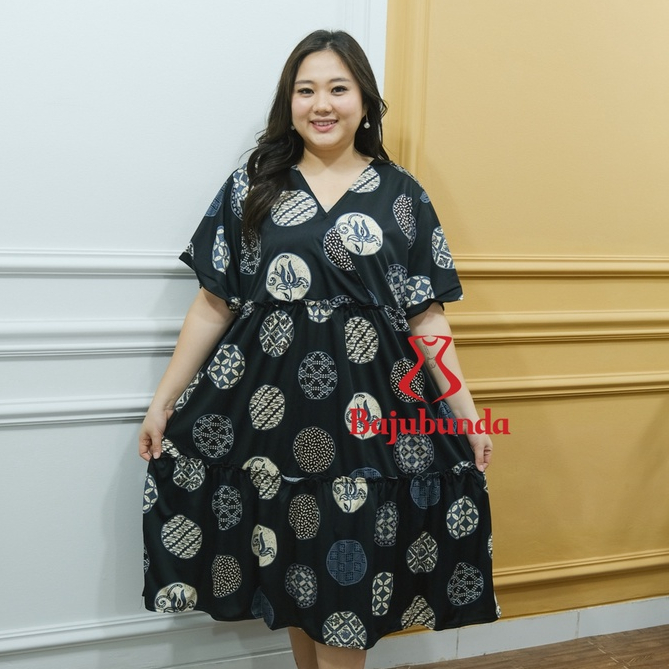 LD 130 Dress Jumbo Wanita Baju Kondangan Big Size Pesta Oversize Bajubunda LOVABATIK