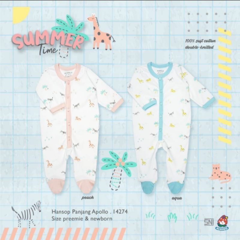 Ichigo Hansop Panjang NB (1 Pcs) Sleepsuit Bayi IC-HPJAPNB