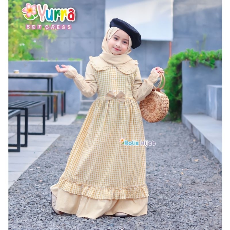 YURRA Set Dress  gamis anak gamis anak perempuan gamis muslim anak perempuan pakaian anak