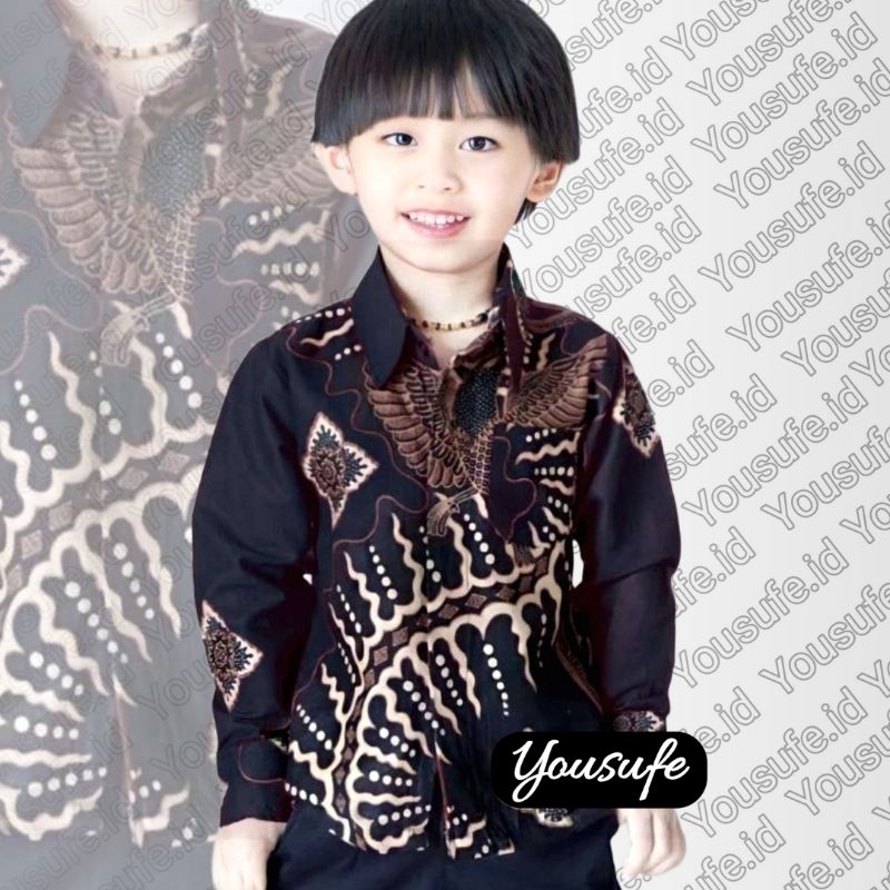 Kemeja Batik Anak Baju Batik Couple Keluarga Katun Halus Motif Kelabang Hitam03