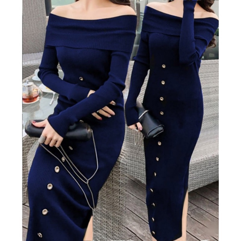 Violet Dress Rajut Bodycon Korea