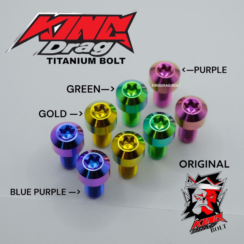 baut TITANIUM 02 original KINGDRAG THAILAND M8x30 8x30 baut 12 panjang drat 3cm PREMIUM QUALITY