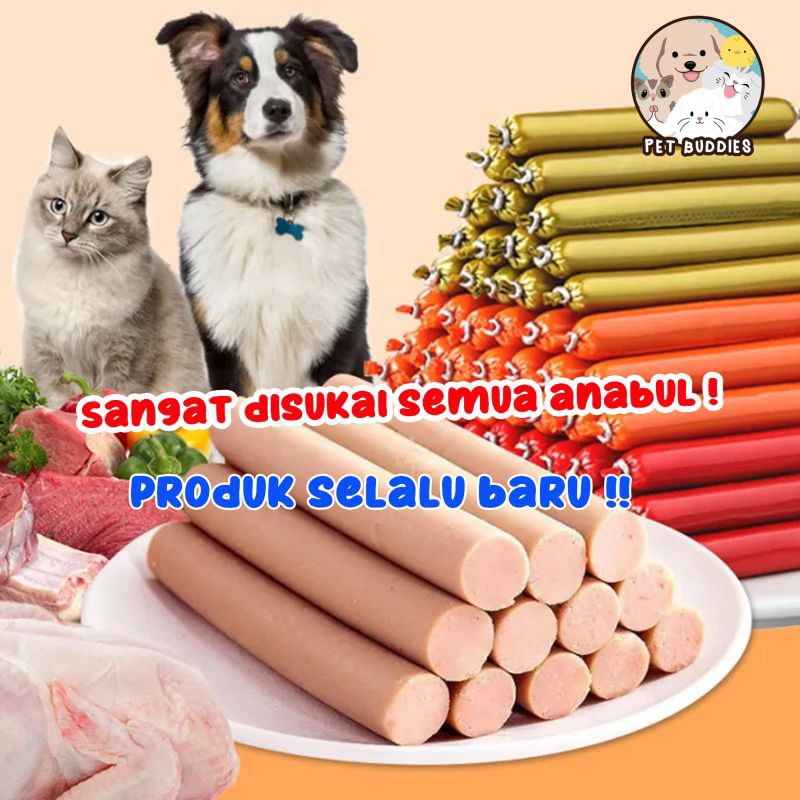 Sosis Hewan 15gr Snack Kucing/Anjing Pet Sausage Makanan Daging Asli