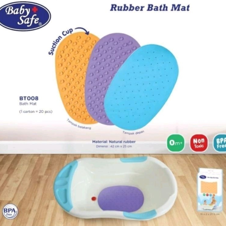 Baby Safe Rubber Bath Mat BT009 BT008 - BabySafe Alas Mandi Bayi Anti Slip - Keset Karet Antislip Anti Kepleset